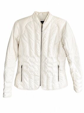 Eddie Bauer Goose Down Quilted Jacket Off White Cream L
